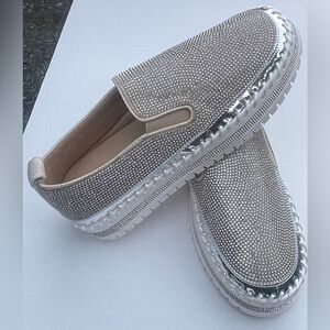 Belifi Rhinestone Platform Slip On Fashion Shoes - Size 8